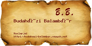 Budaházi Balambér névjegykártya